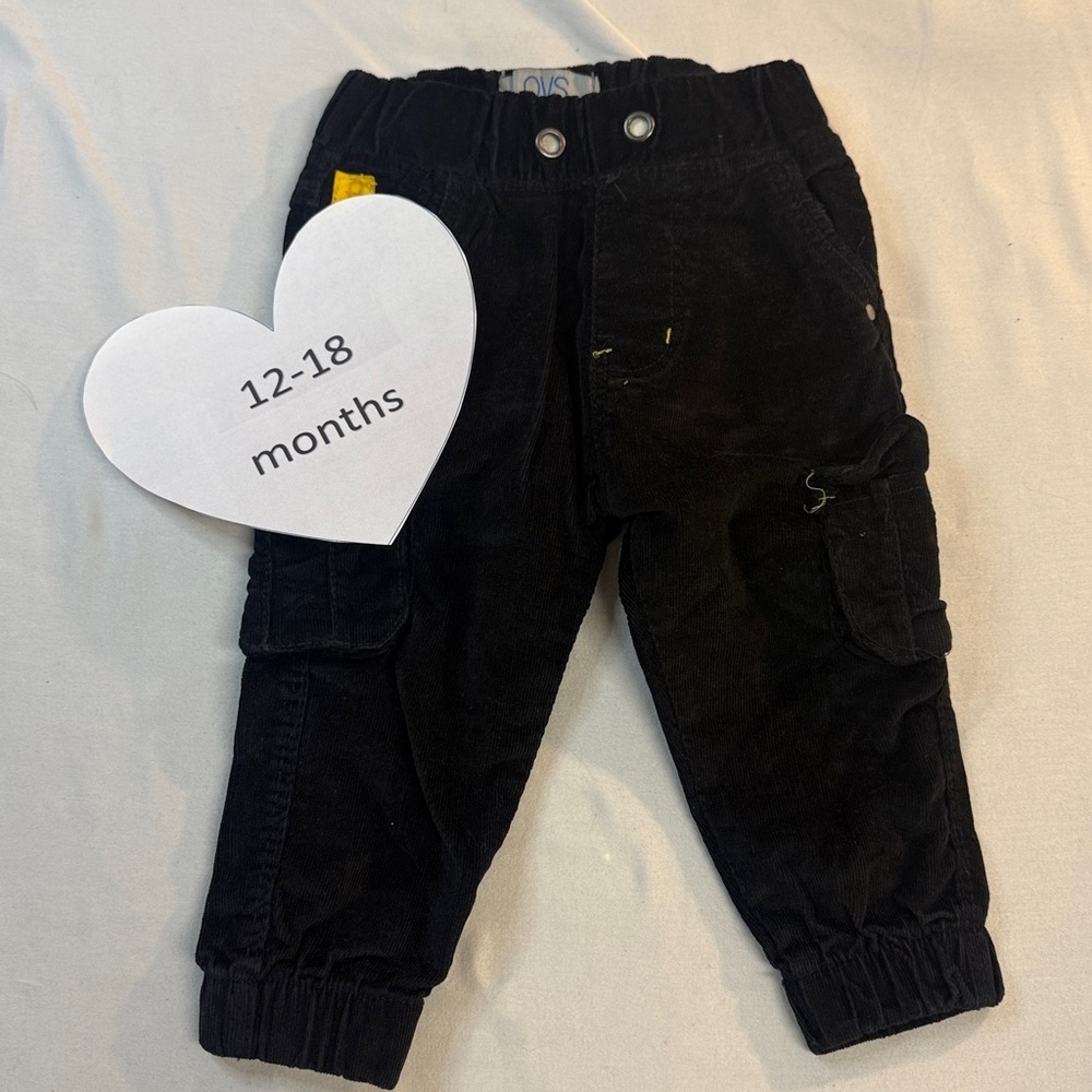 OVS - Stylish Black Kids Cargo Pants with Yellow Details